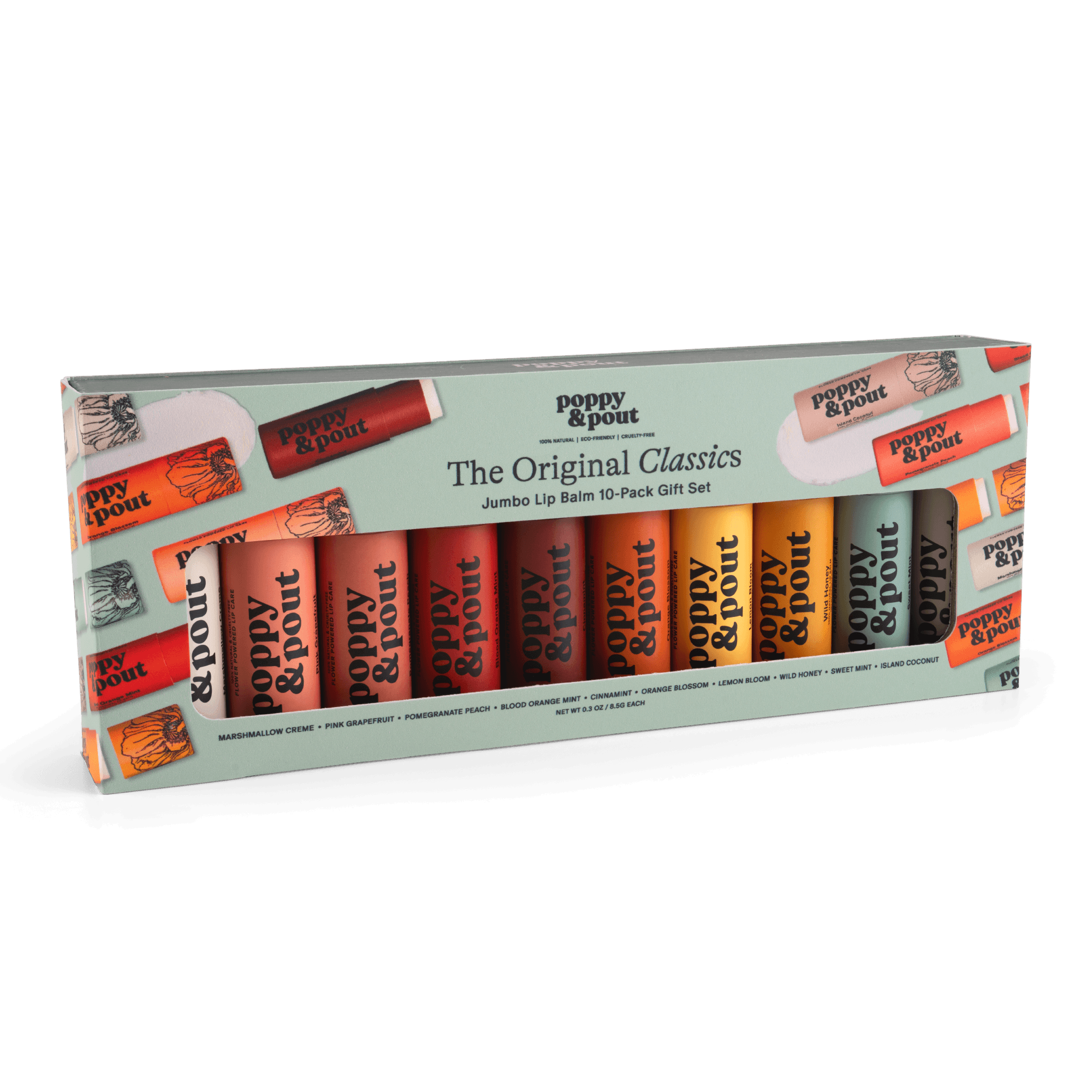 Lip Balm 10-Pack Gift Set – Natural & Untinted | Poppy & Pout