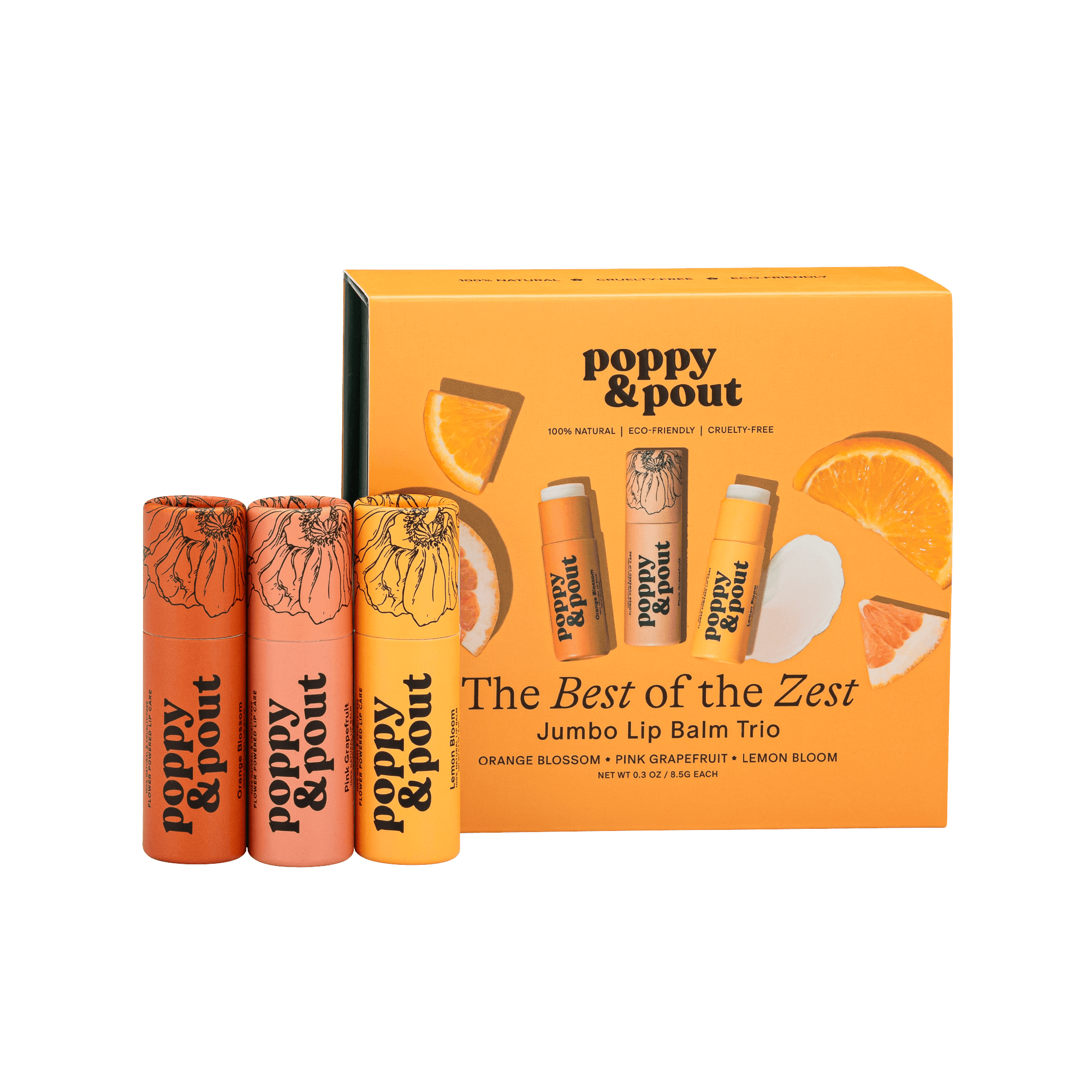 Best of the Zest 3 pack lip balm trio- Lip Gift Sets - Poppy & Pout