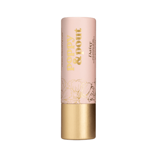 Product photo of Daisy lip tint with lid on.