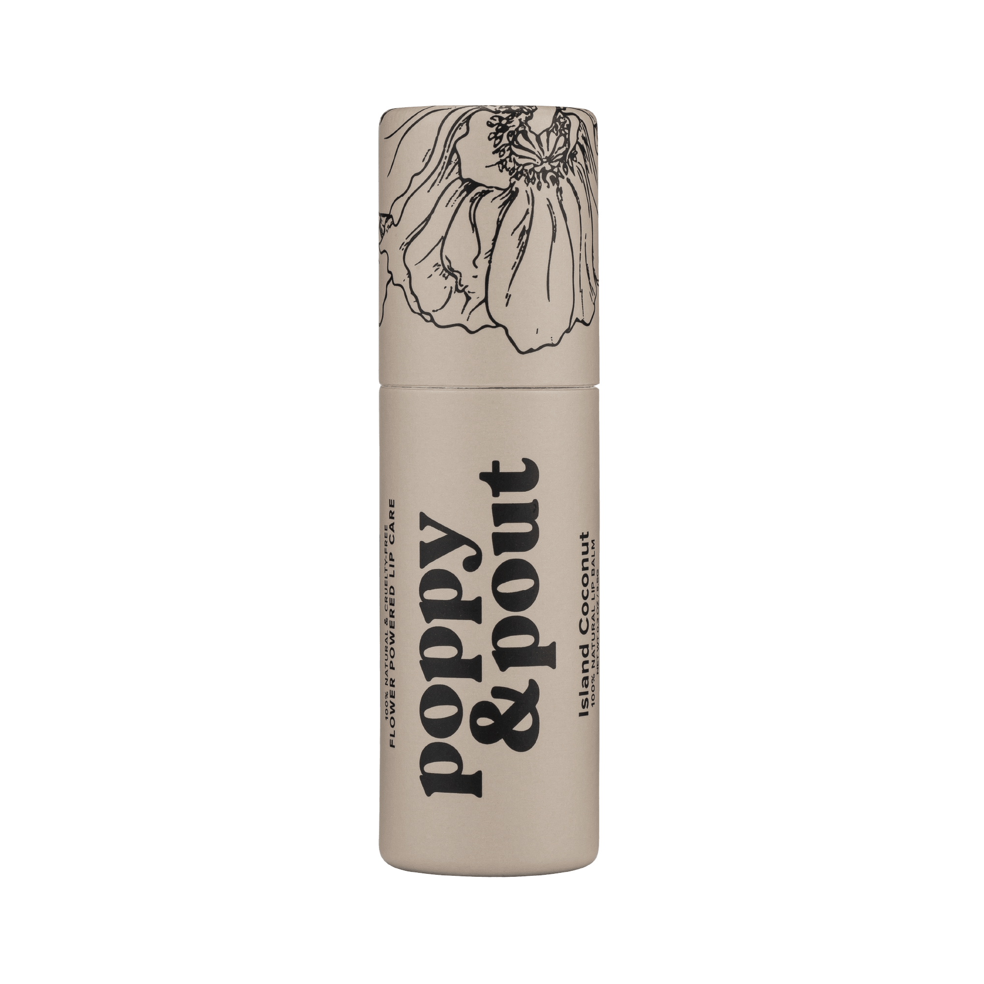 Poppy & Pout Island Coconut Lip Balm with lid off