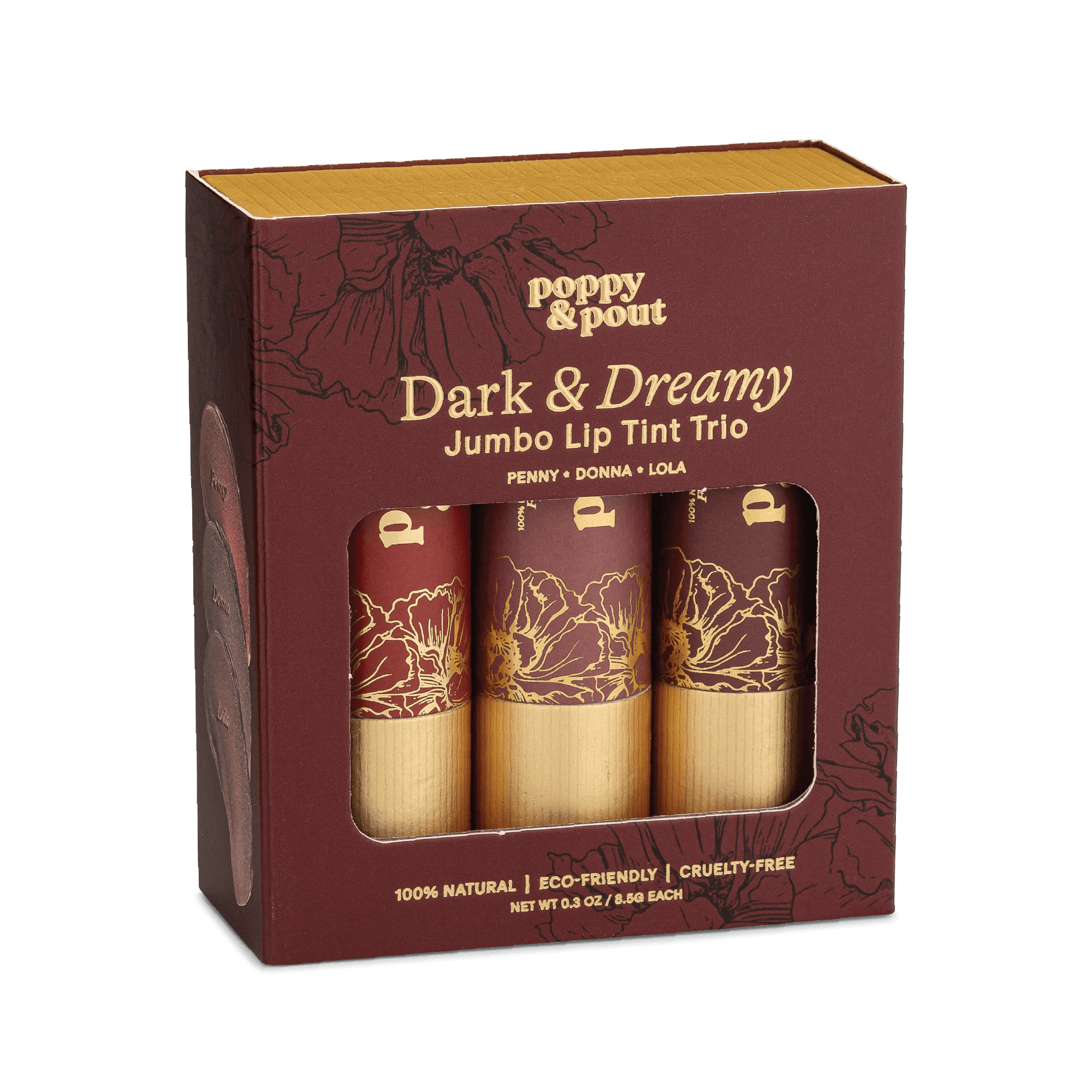 Gift Set, Lip Tint Trio, Dark & Dreamy – Poppy & Pout Gift Set, Lip Tint Trio, Dark & Dreamy – Poppy & Pout