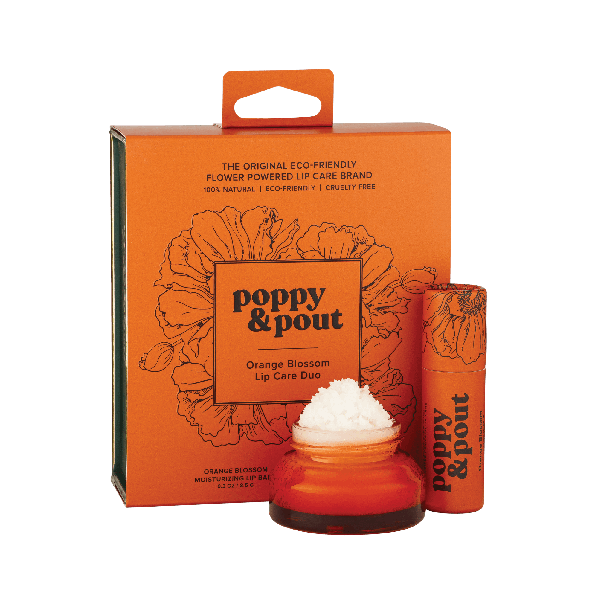 Orange Blossom Gift Set of Lip Balm and Scrub - Poppy & Pout