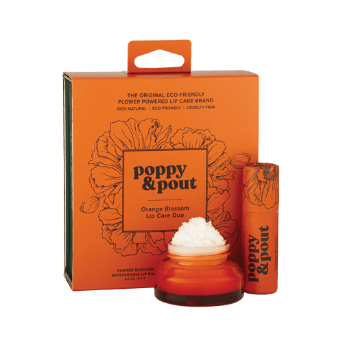 Orange Blossom Gift Set of Lip Balm and Scrub - Poppy & Pout