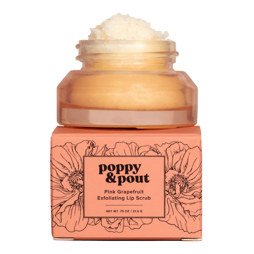 Poppy & Pout Lip Scrub on product box