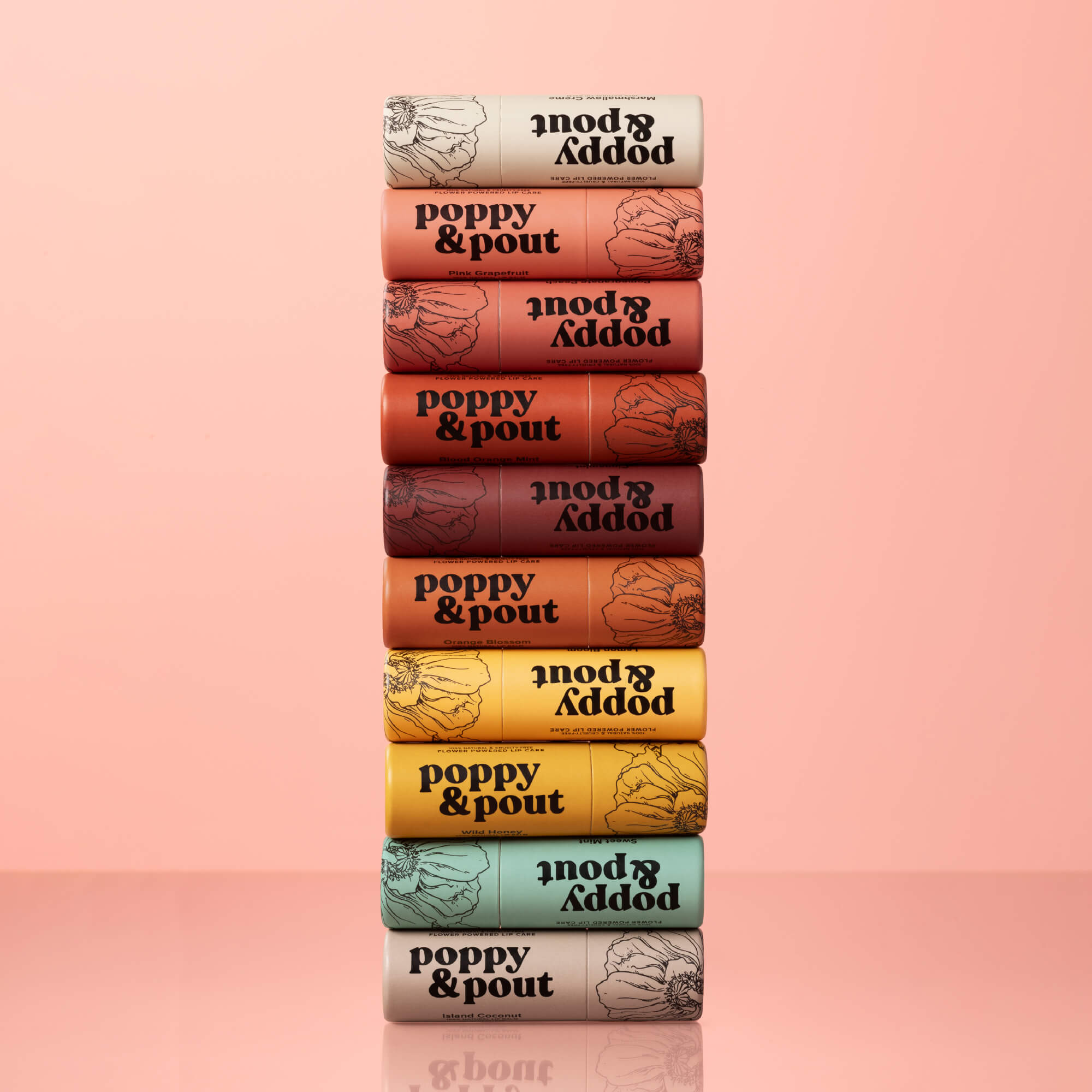 Lip Balm 10-Pack Gift Set – Natural & Untinted | Poppy & Pout