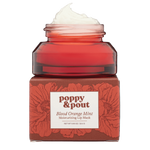 Blood Orange Mint lip mask in dark orange jar on box, 1 of 4