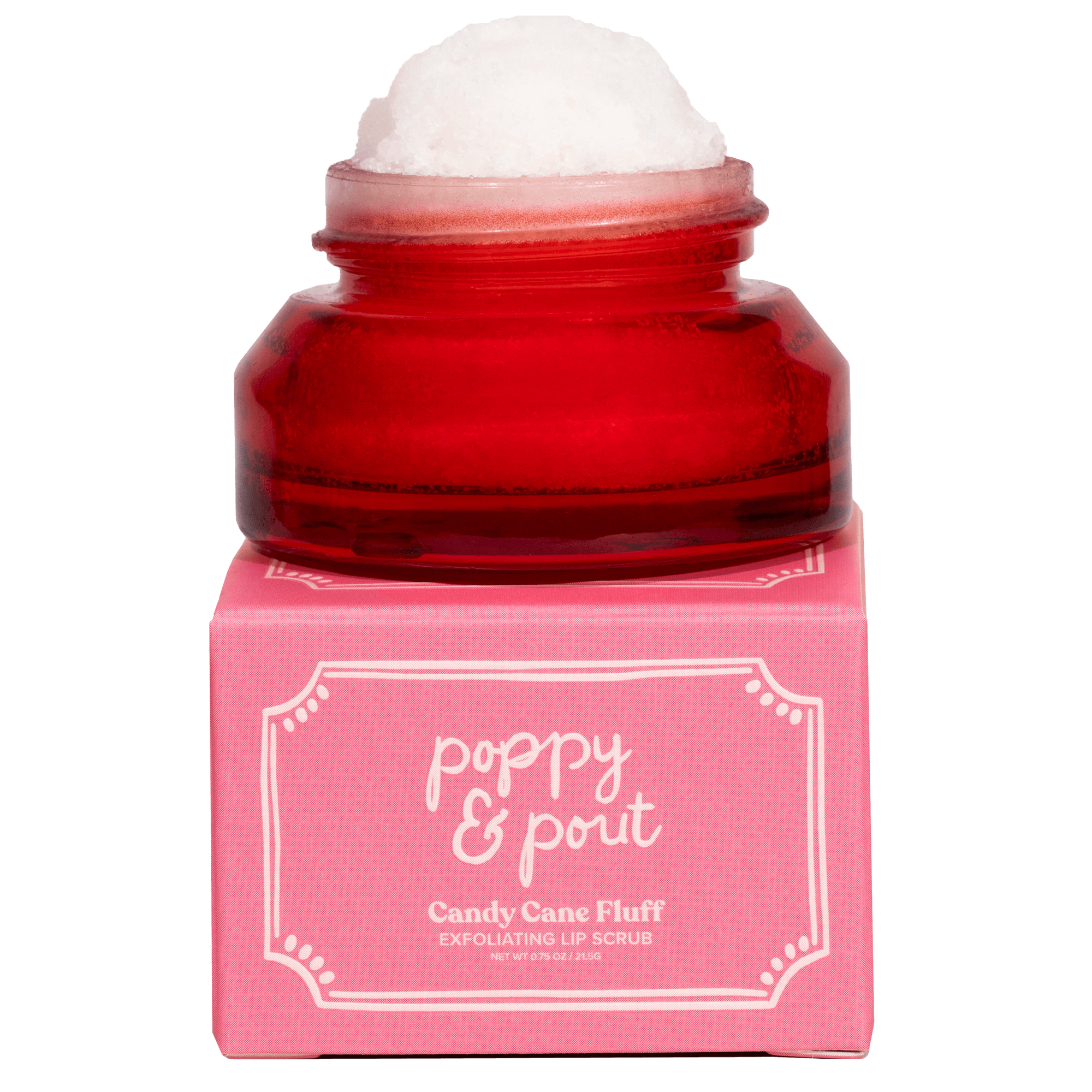 Product photo of Candy Cane Fluff lip scrub.