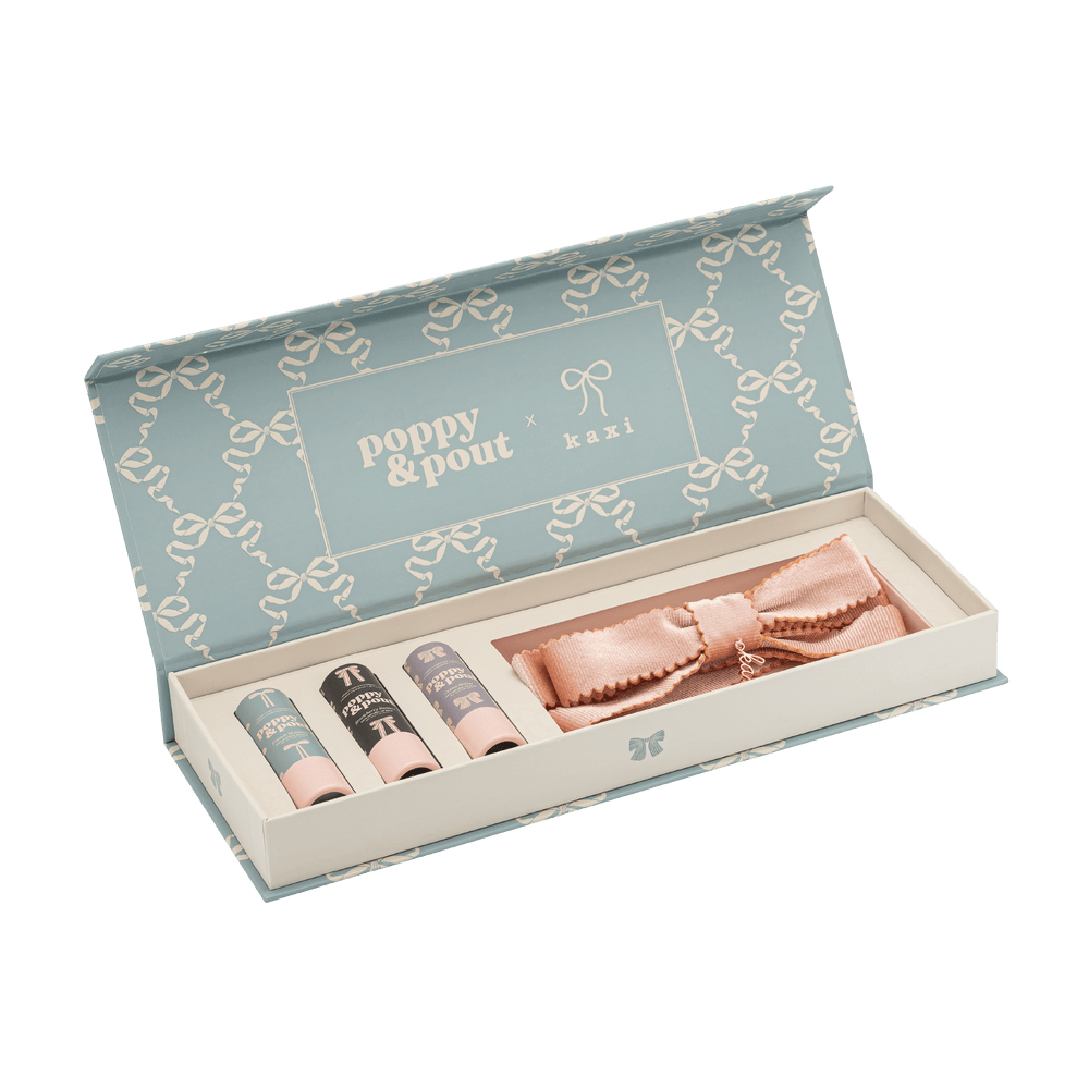 Gift Set, Lip Balm Trio & Kaxi Bow, Coquette