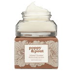 Island Coconut lip mask in tan glass jar on box, 1 of 4
