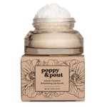 Poppy & Pout Island Coconut Lip Scrub in jar on box, 1 of 5