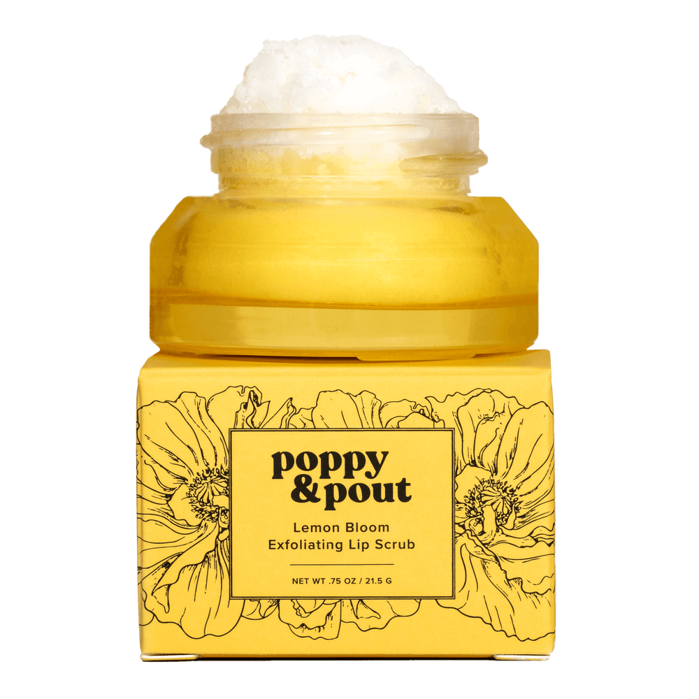 Lip Scrub, Original, Lemon Bloom, yellow jar and box