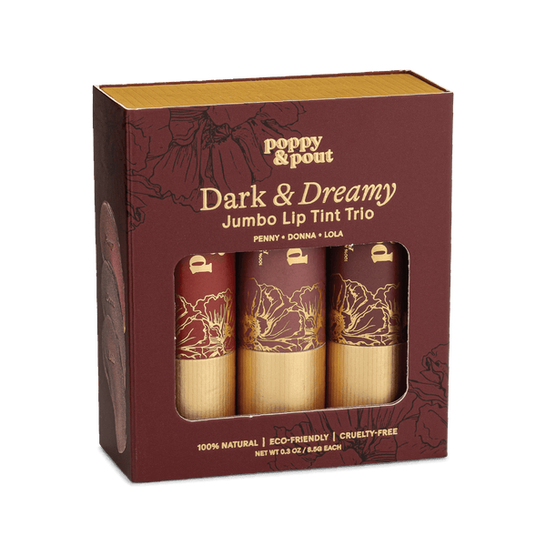 Lippy、ハーティベアセット Gift Set, Lip Tint Trio, Dark & Dreamy – Poppy & Pout