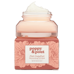 Pink grapefruit lip mask in pink glass jar on box, 1 of 5