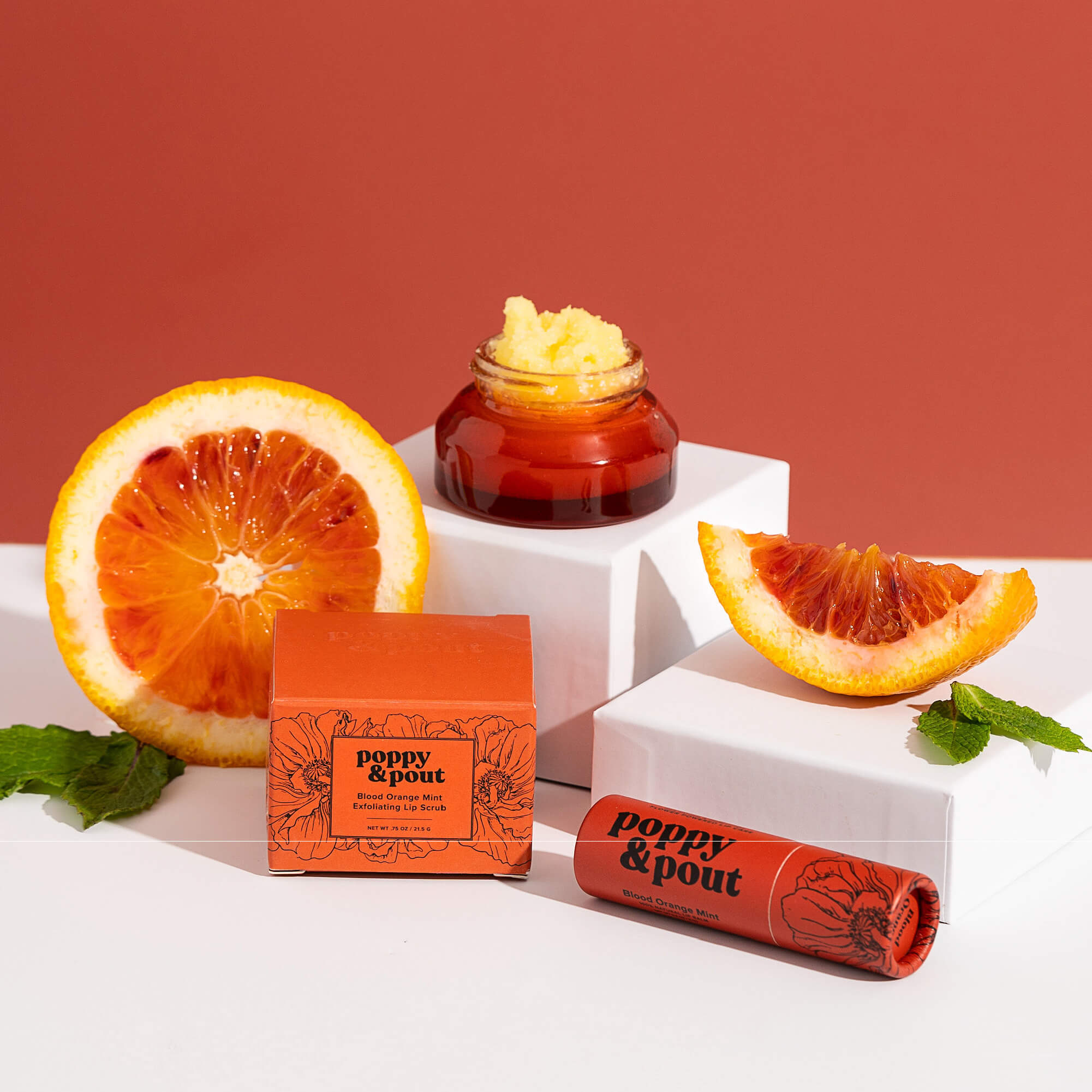 Gift Set, Lip Care Duo, Blood Orange Mint - Poppy & Pout