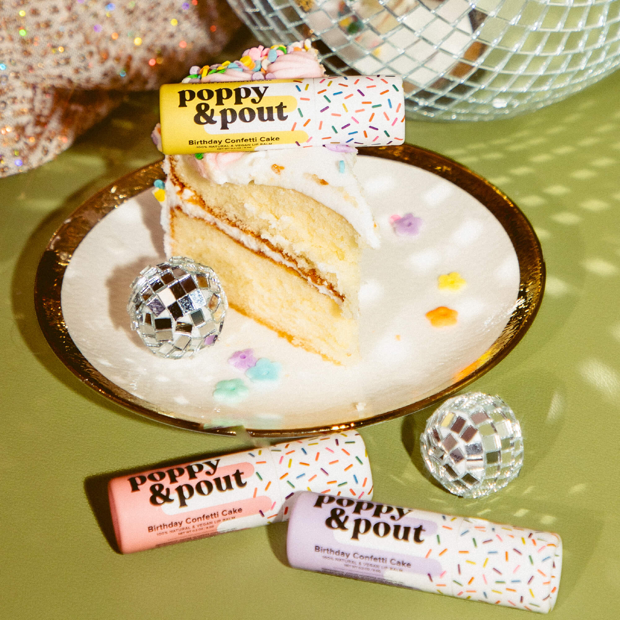 Lip Balm, Birthday Confetti Cake, Yellow - Poppy & Pout
